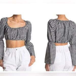 TOPSHOP Off Shoulder Gingham Crop Top (12)